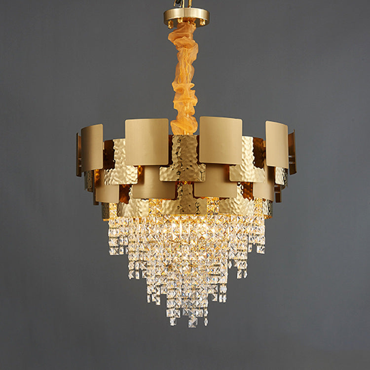 Luxury Rectangular Round Gold High Class Crystal Chandelier