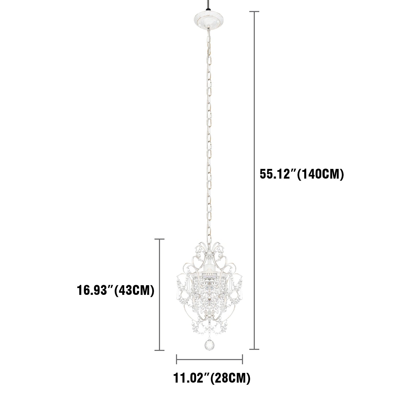 One Light Crystal White Chandelier