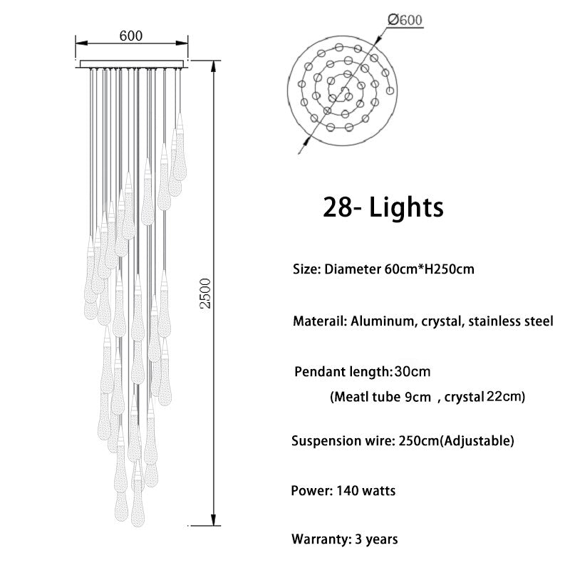 Modern Long Stair Chandelier