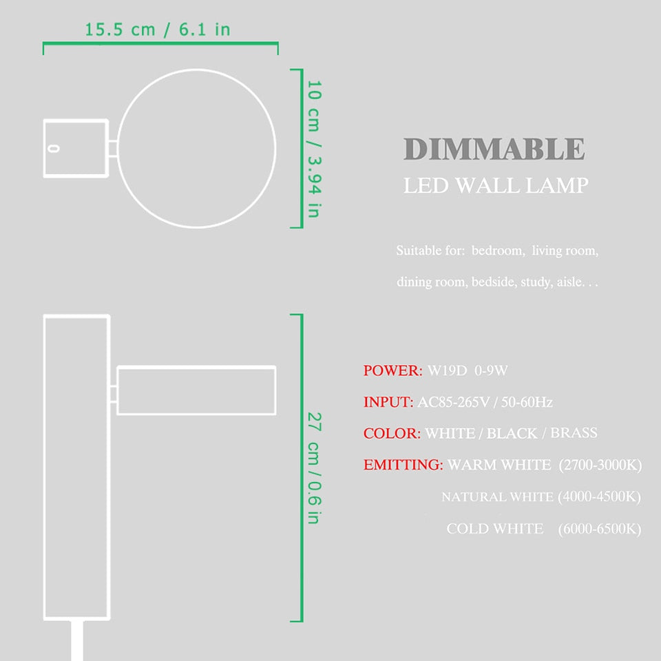 Rotation Led Indoor Wall Lamps