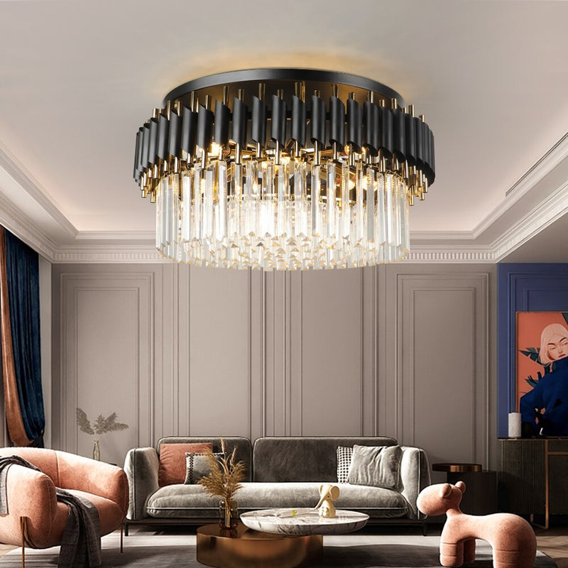 Black Round Copper Kitchen Crystal Ceiling Chandelier In The Living Room Bedroom Decoration Indoor