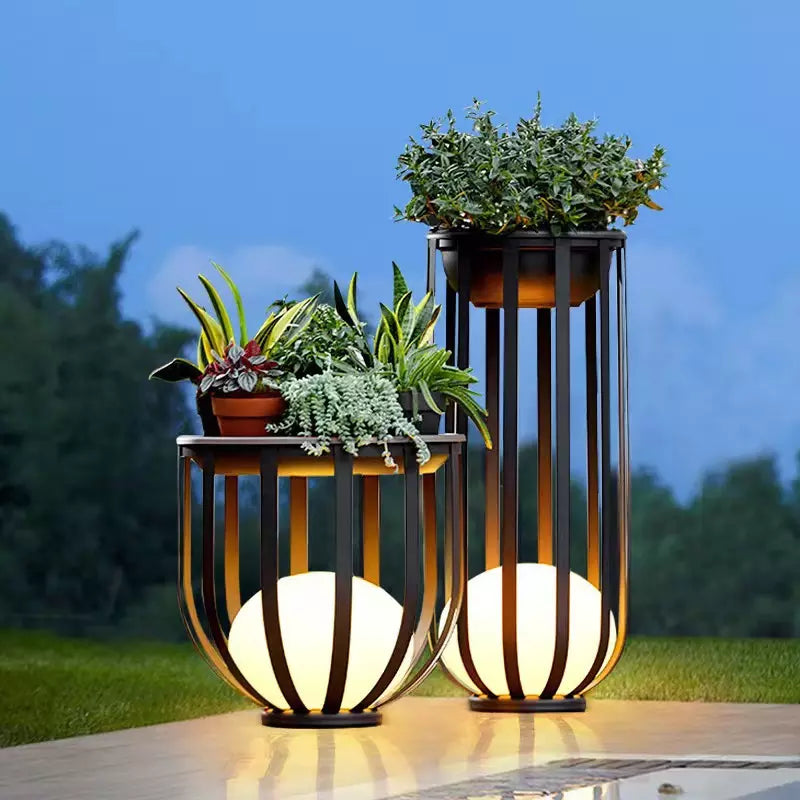 Outdoor Terrace Flower Stand Lamp