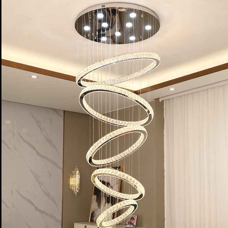 Rings Chandeliers for Loft Villa Duplex Design - Chrome