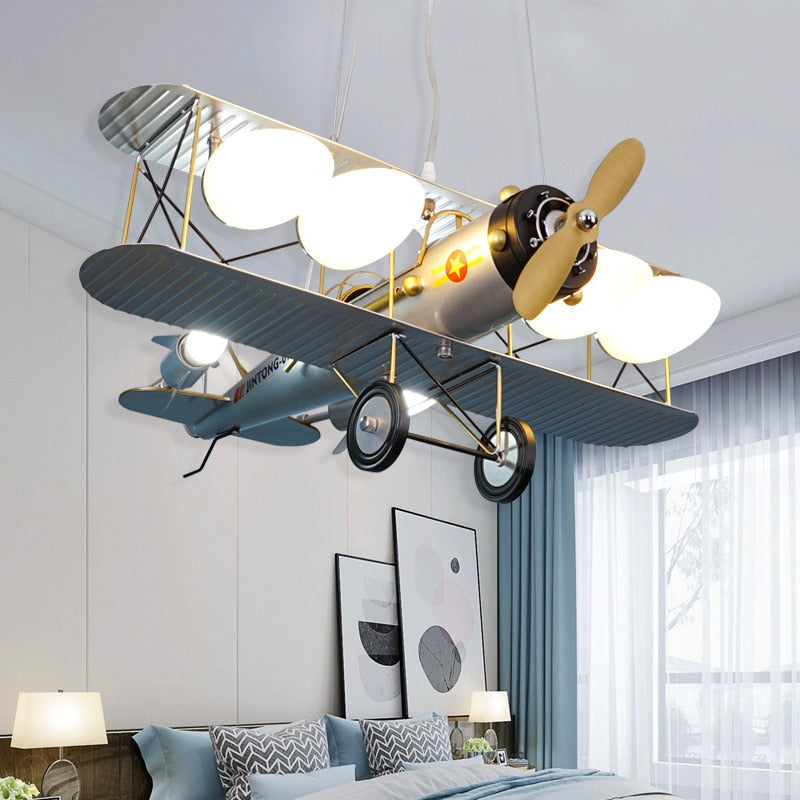 Boy Kids Bedroom Decorative Airplane Pendant Chandelier