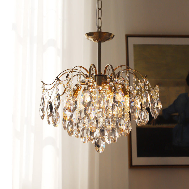 Retro Romantic Amber Crystal Chandelier