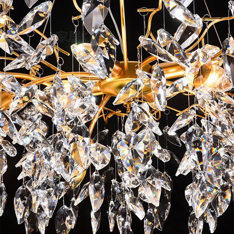 Modern Luxury Gold Crystal Art Decor Hanging Chandelier