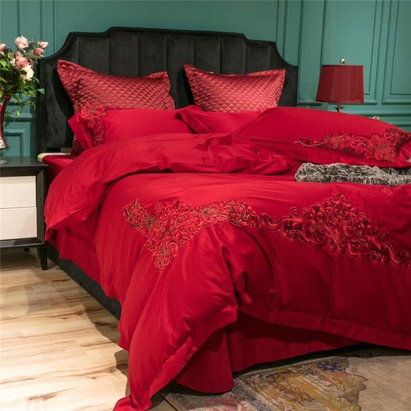 Miriada Red Egyptian Cotton Luxury Duvet Cover Set
