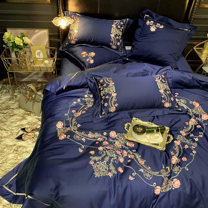 Denim Floral Egyptian Cotton Duvet Set
