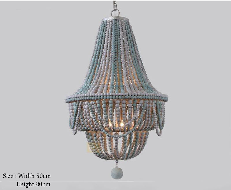 Lighting Retro Chandeliers Wood Bead Chandelier Light Children's Room Bedroom Princess Room Chandelier Home Lighting