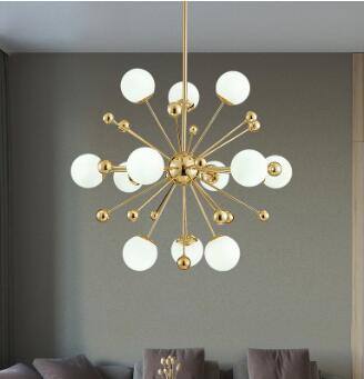 Postmodern Nordic Gold Sparkle Chandelier Light Firework Satellite Glass Balls Hanging Lamp Living Room Loft Suspension
