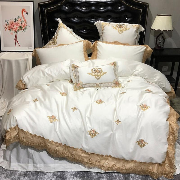 Karlena Oriental Egyptian cotton Embroidery Luxury Royal Duvet Cover Set