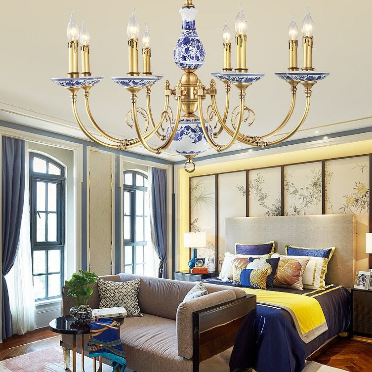 Royal Blue & White Porcelain Chandelier