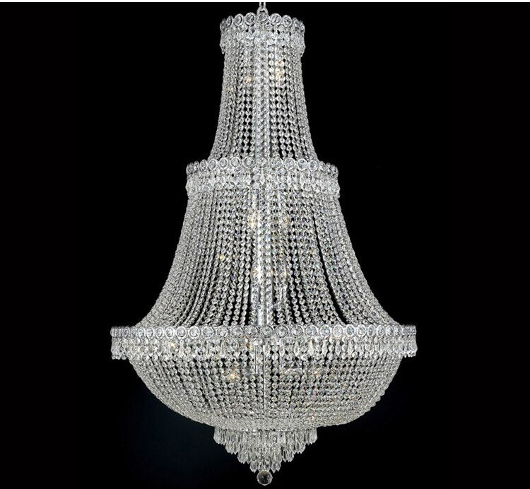 Palace Empire Large Gold Crystal Chandelier Light Modern Chrome Crystal Chandelier Light