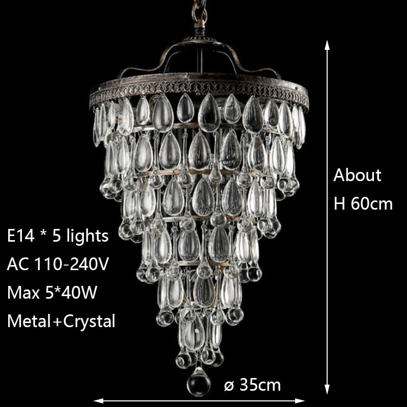 Retro Vintage Cooper Crystal Drops Chandelier