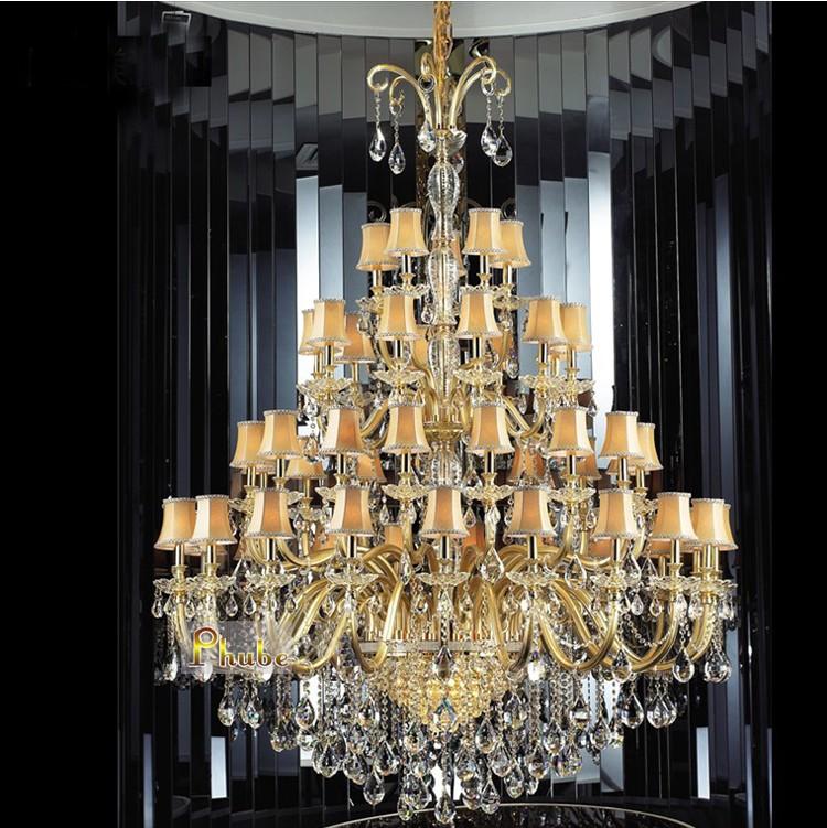 European Luxury Crystal Chandelier Light  Penthouse Staircase Chandelier Villa Chandelier  Lighting 47 Lights  (Width 159cm H200cm)