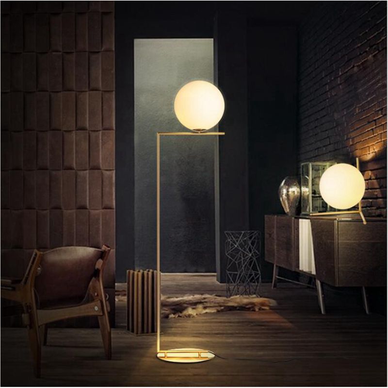 Modern LED Floor Lamp Floor Light Shade Glass Ball Standing Lamp For Bedroom Living Room Gold Designs