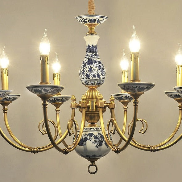 Royal Blue & White Porcelain Chandelier