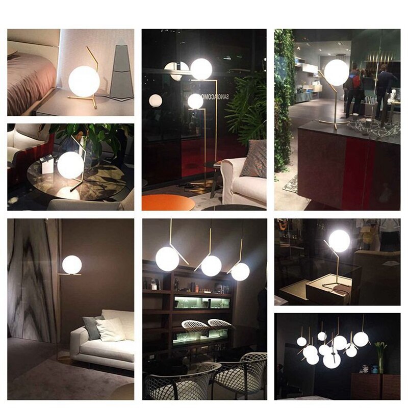 Modern LED Floor Lamp Floor Light Shade Glass Ball Standing Lamp For Bedroom Living Room Gold Designs