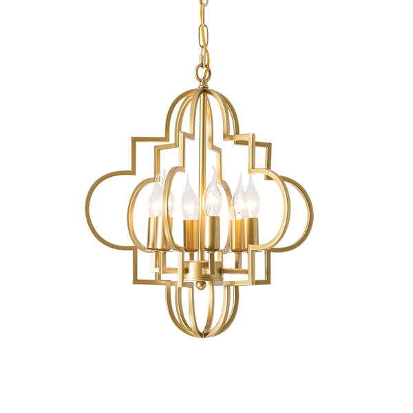 Lighting Luxury Hollow Gold Pendant Lights Led Hanging Lamp for Dining Room Kitchen Lighting Fixtures Home Lighting (Gold Width 42cm H50cm)