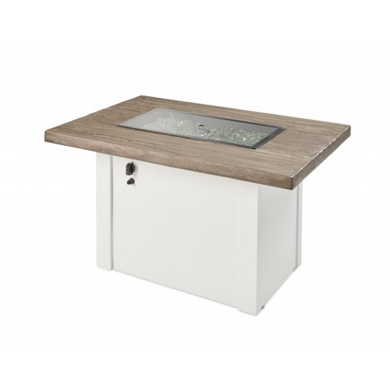 The Outdoor Greatroom Company Driftwood Havenwood Rectangular Gas Fire Pit Table with White Base (HVDW-1224-K)