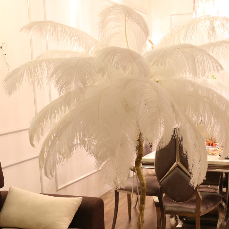 Luxury Modern Ostrich Feather Palm Tree Floor Lamp