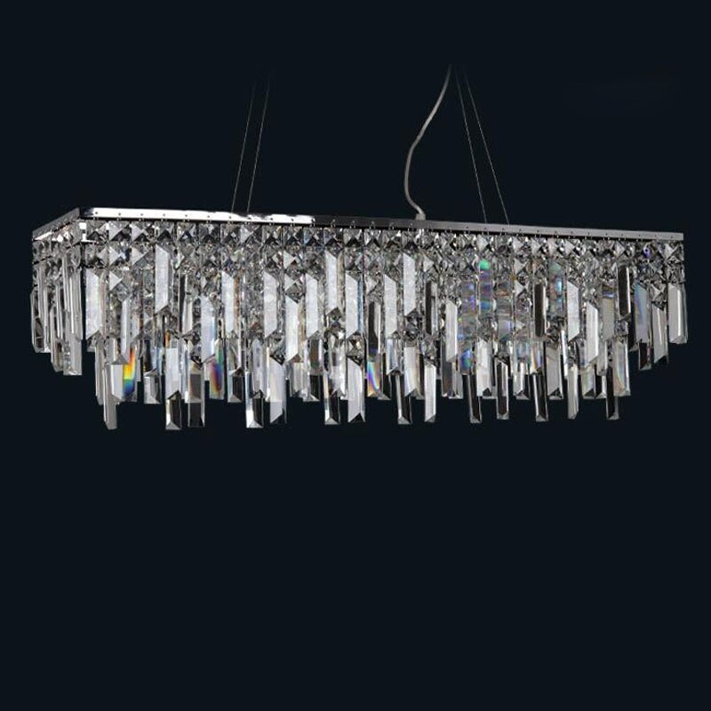 Lighting Modern Crystal Pendant Light Chrome Rectangle Pendant Light Guaranteed 100% (L80cm W20cm H25cm)