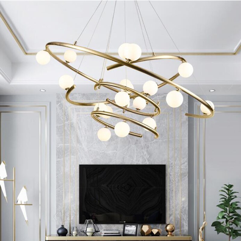 Post-modern Glass Circle Chandelier