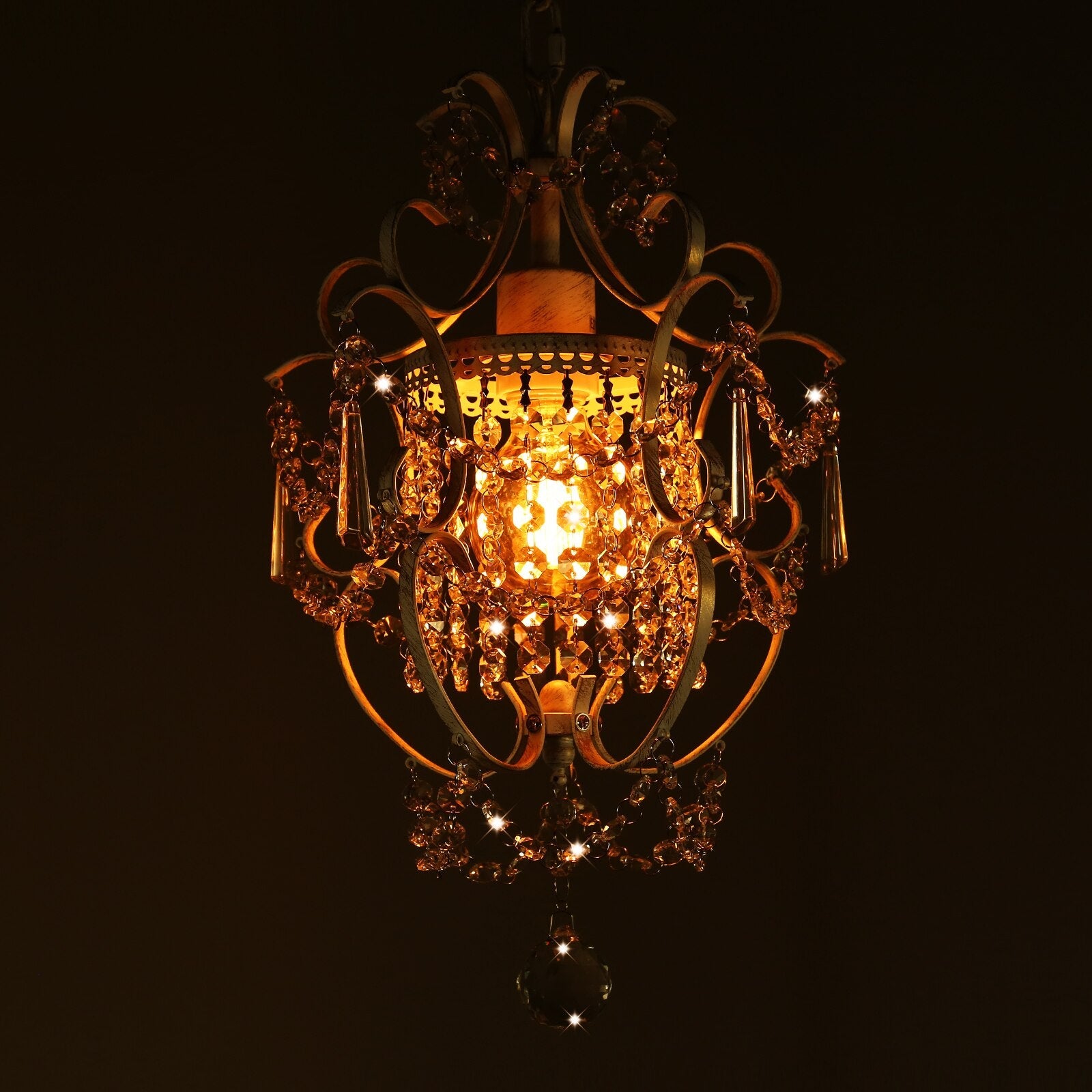 One Light Crystal White Chandelier