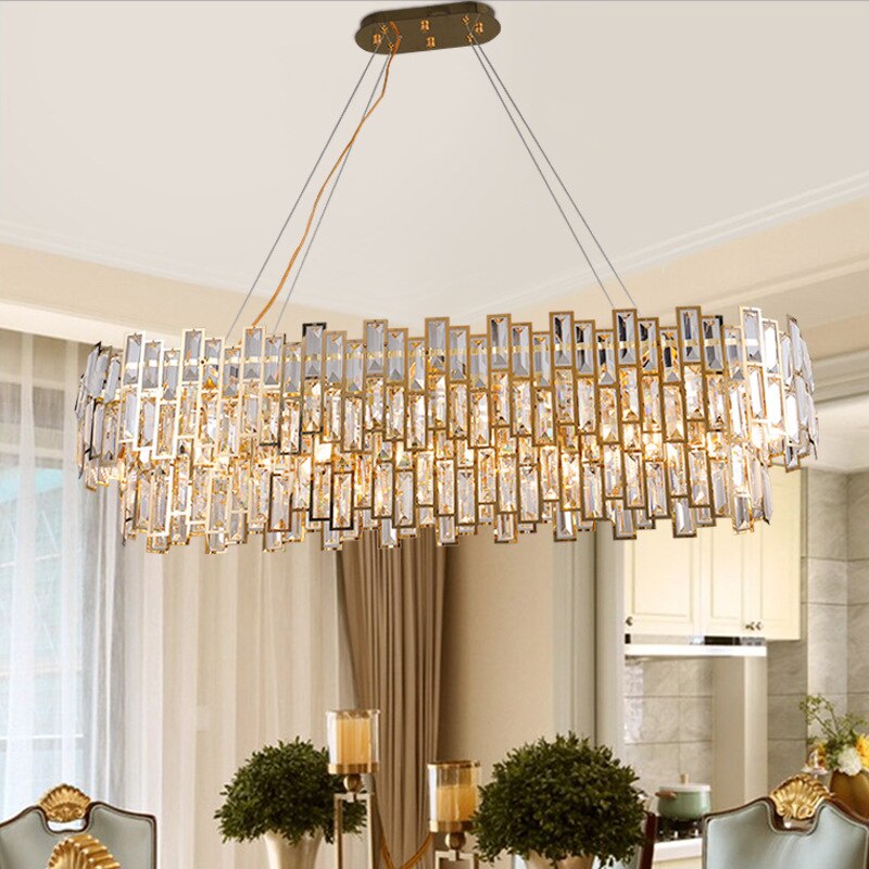 Oval Gold Crystal Desinger Chandelier