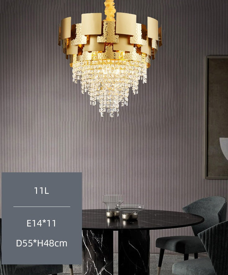 Luxury Rectangular Round Gold High Class Crystal Chandelier