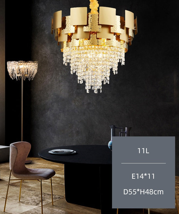 Luxury Rectangular Round Gold High Class Crystal Chandelier