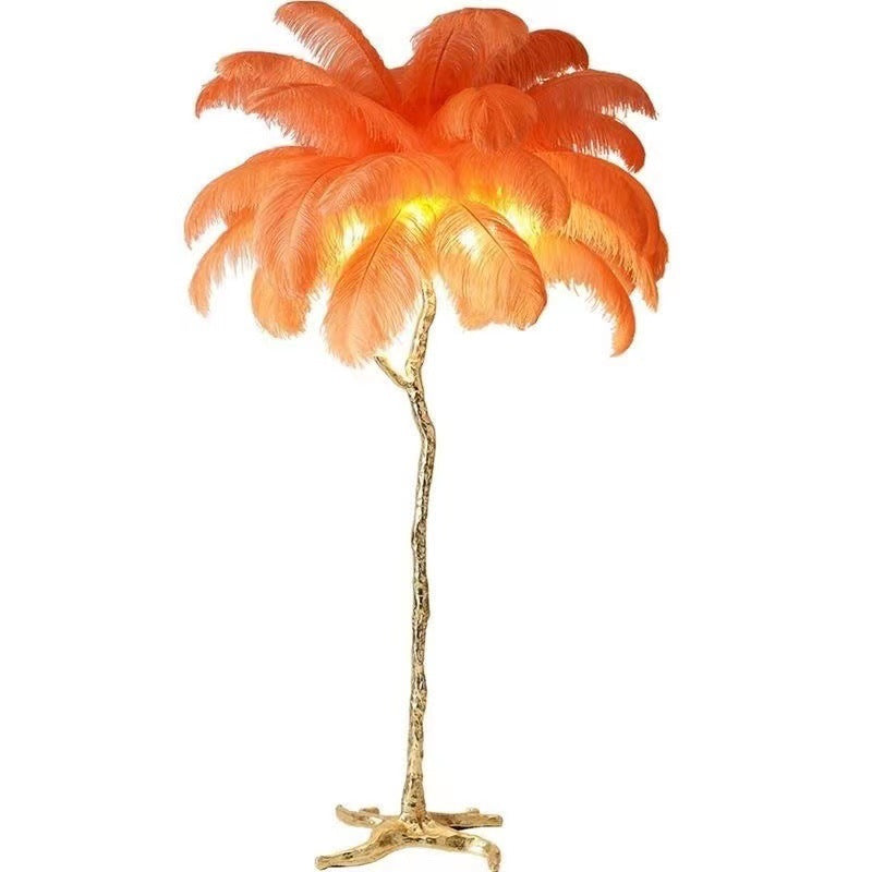 Luxury Modern Ostrich Feather Palm Tree Floor Lamp