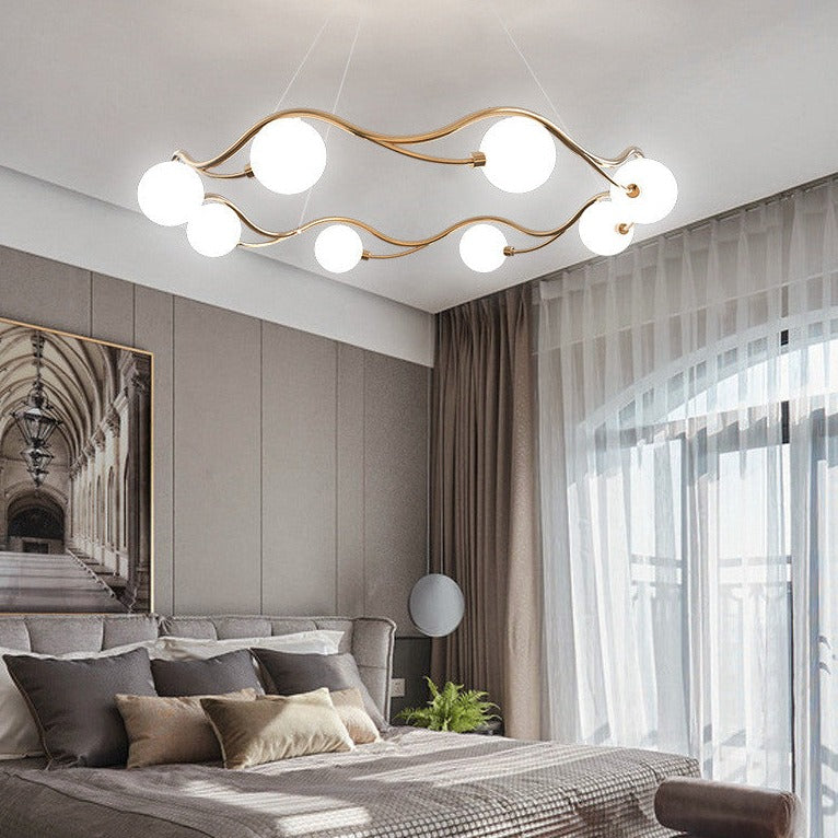 Horizontal Circle Milk White Ball Chandelier