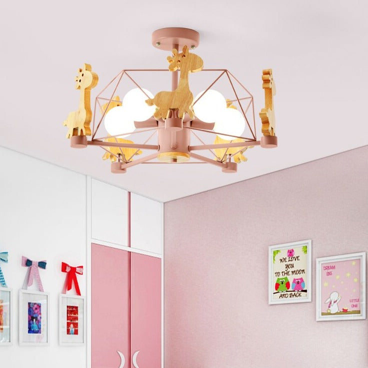 Wood Horse Kids Chandelier