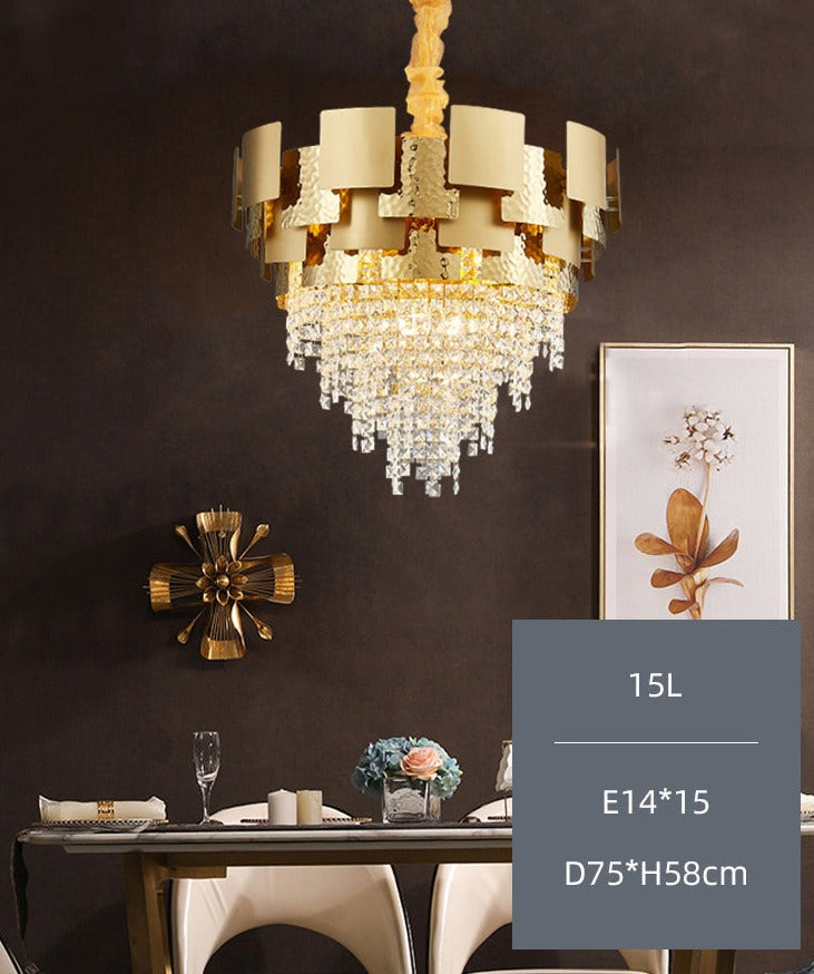 Luxury Rectangular Round Gold High Class Crystal Chandelier