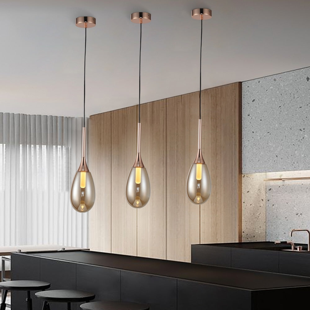 Modern Gold Glass Ball Pendant Light