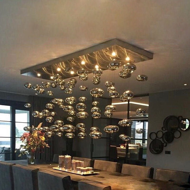 Modern Oval Bubble Ball LED Chandelier Lighting Dining Room Light Fixtures