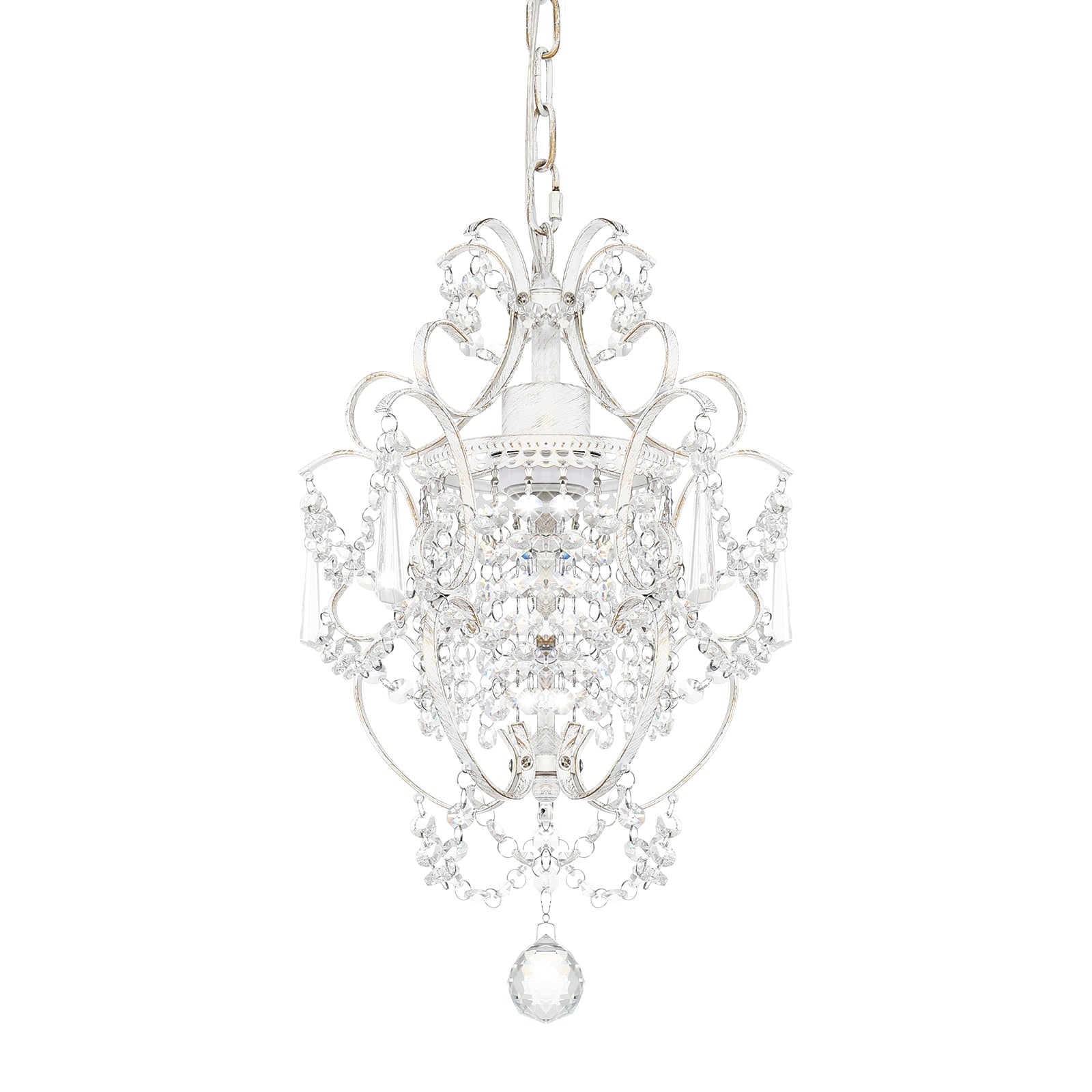 One Light Crystal White Chandelier