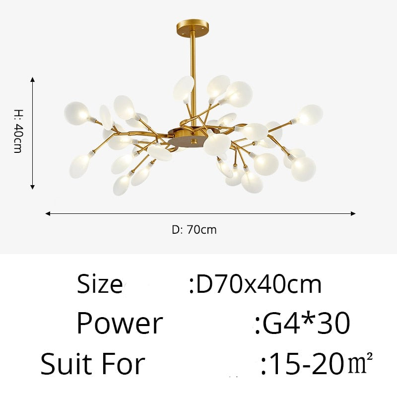 Luxurious Gold Chandelier with White Petals