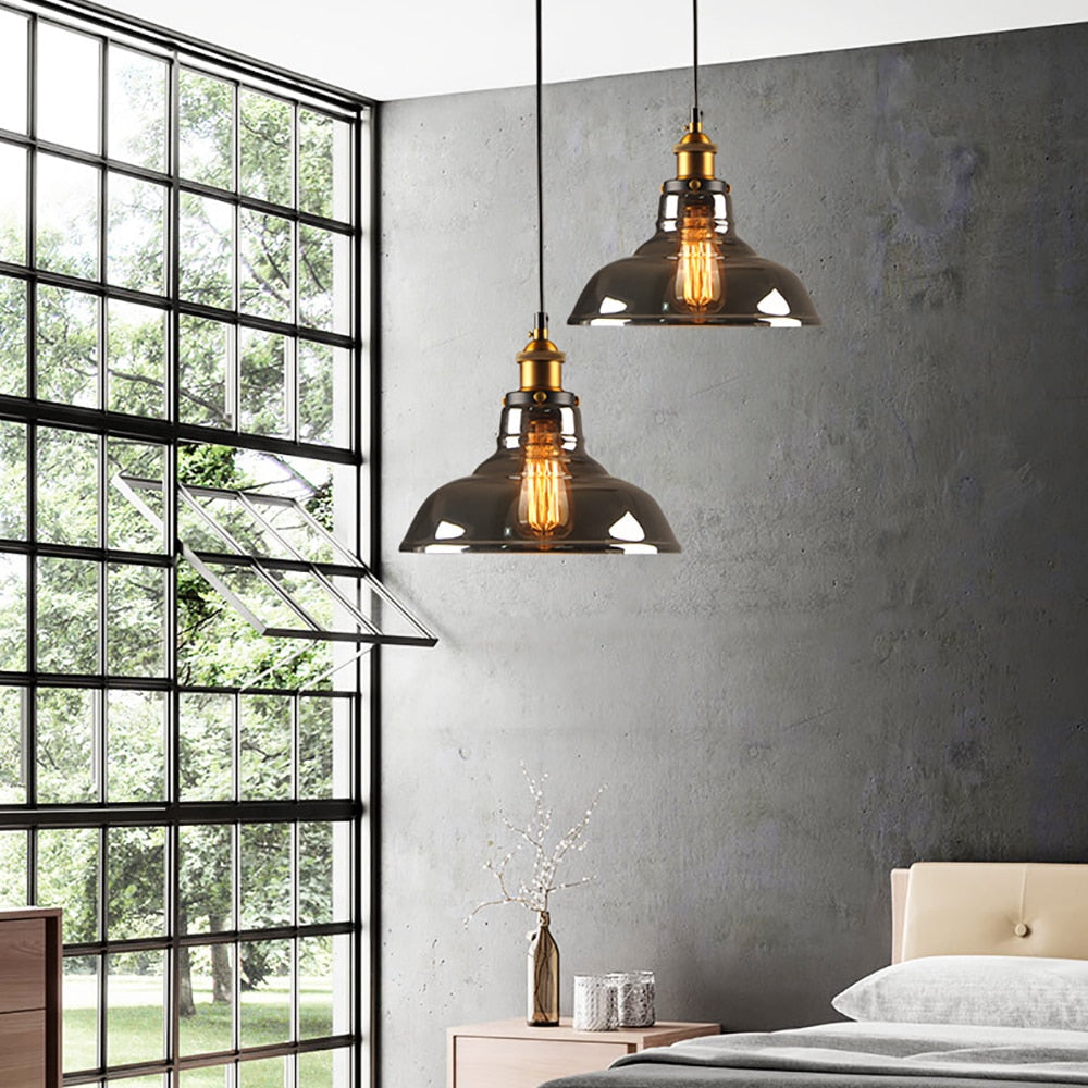 Industrial Retro Smoky Glass Vintage Pendant Lights