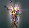 Hand Blown Dale Glass Modern Led 3W Blue Wall Light For Bedroom
