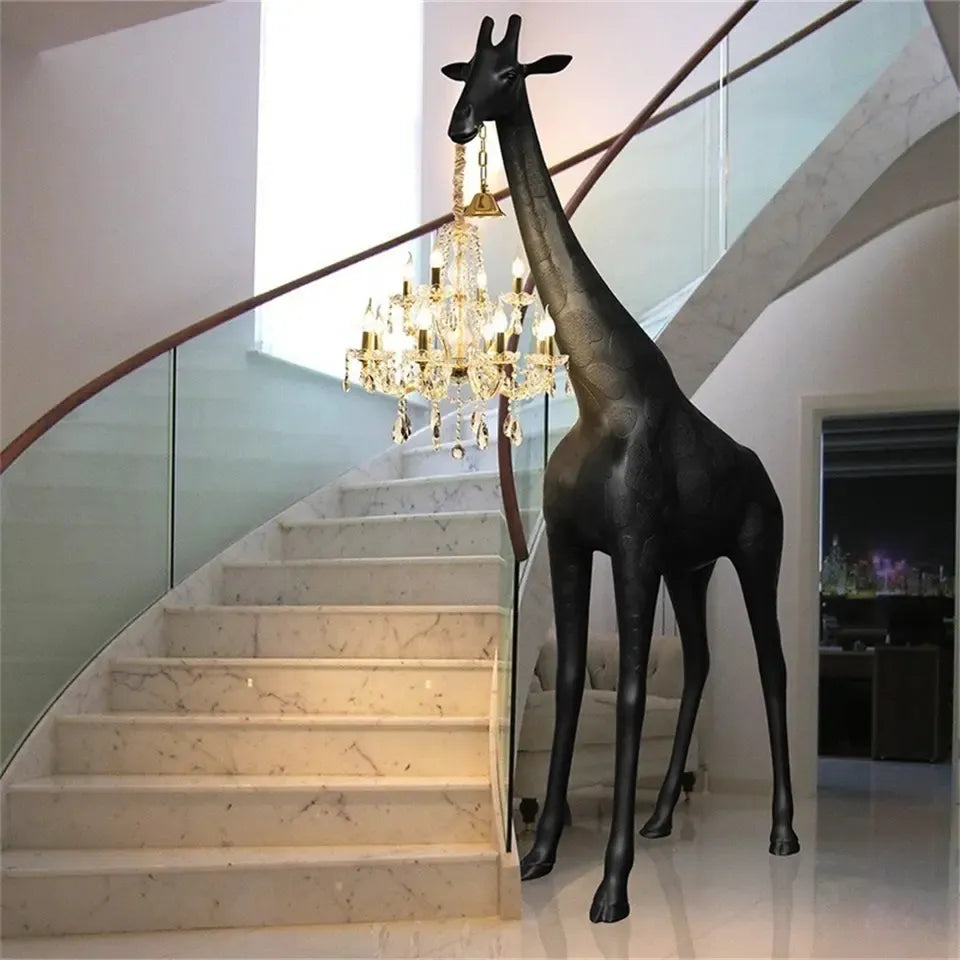 Art Sculpture Giraffe Floor Chandelier - Black