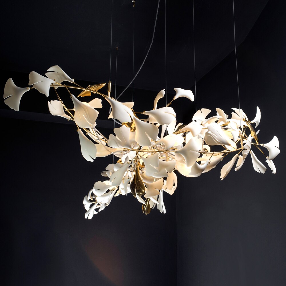 Art Designer Branch Copper Chandelier Flower Lamp Hanging Lights Hotel Lobby Chandeliers