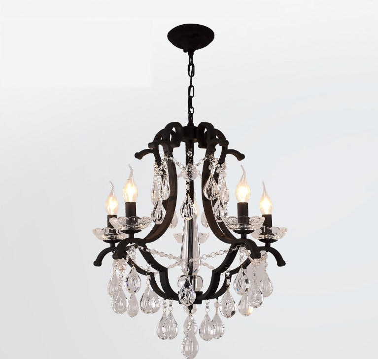 Rustic Chandelier Black Crystal Hanging Light