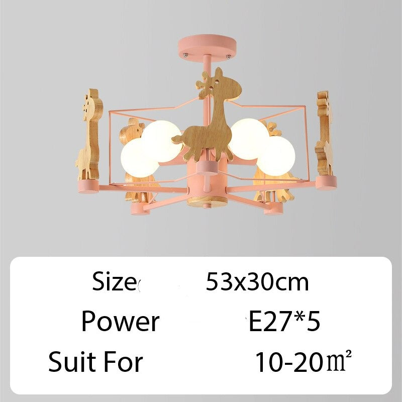 Wood Horse Kids Chandelier