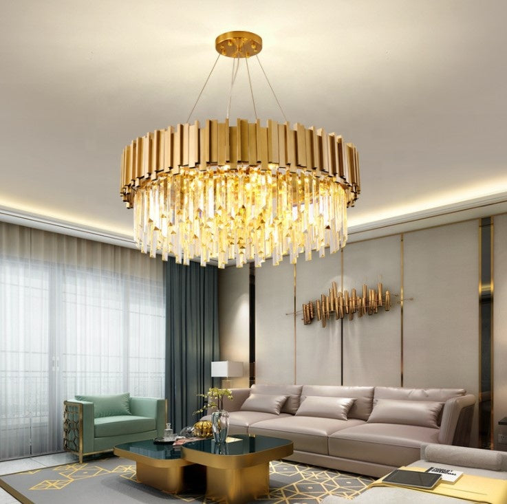 Modern Stainless Steel Luxury Crystal Chandelier