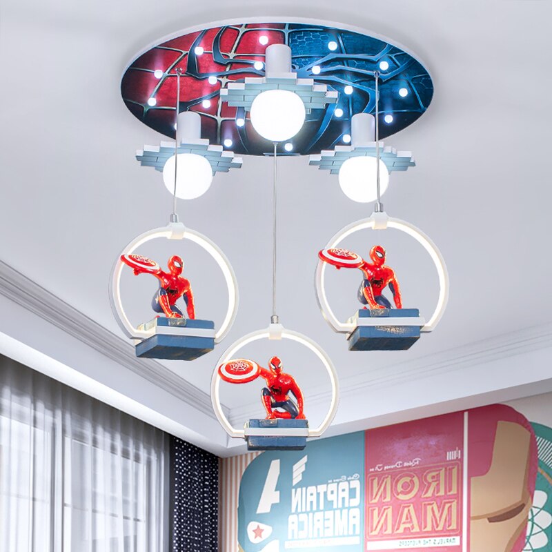 Kids Bedroom Decor Spider Man Figures Chandelier