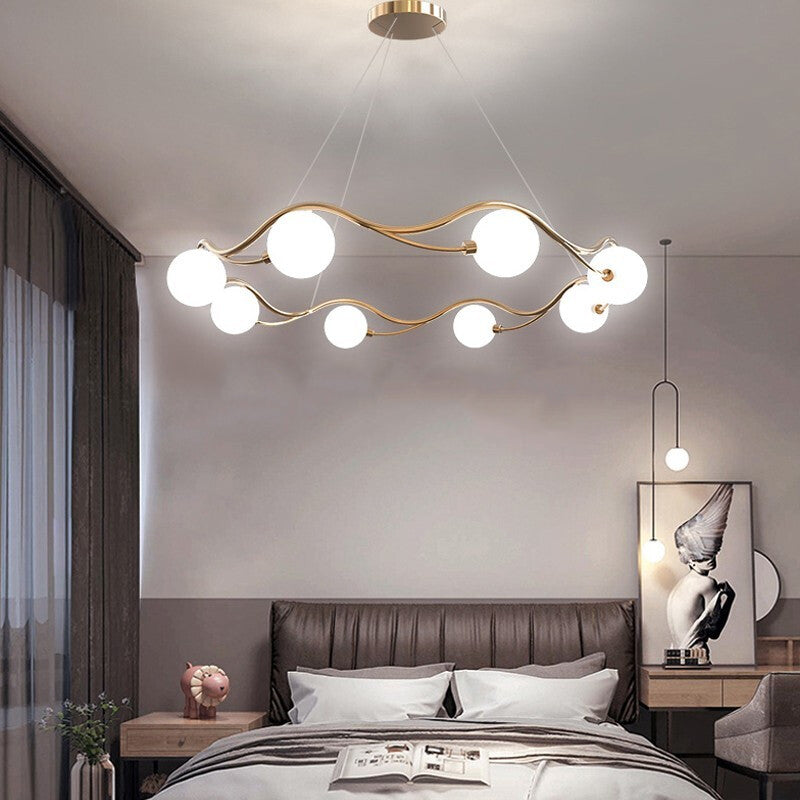 Horizontal Circle Milk White Ball Chandelier