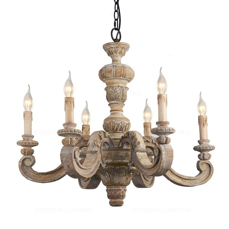 Roman Pillar Wooden Chandelier