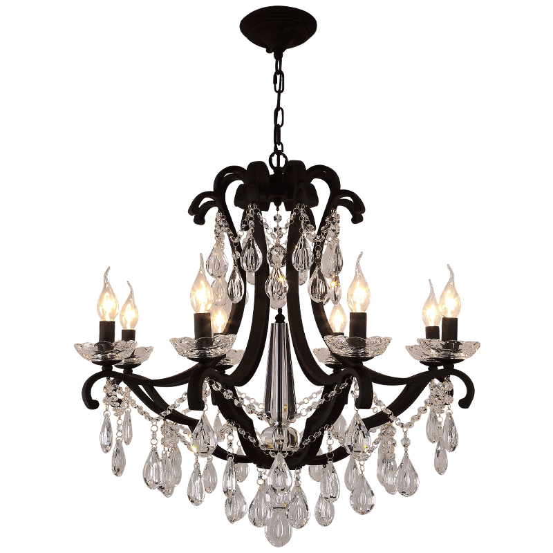 Rustic Chandelier Black Crystal Hanging Light